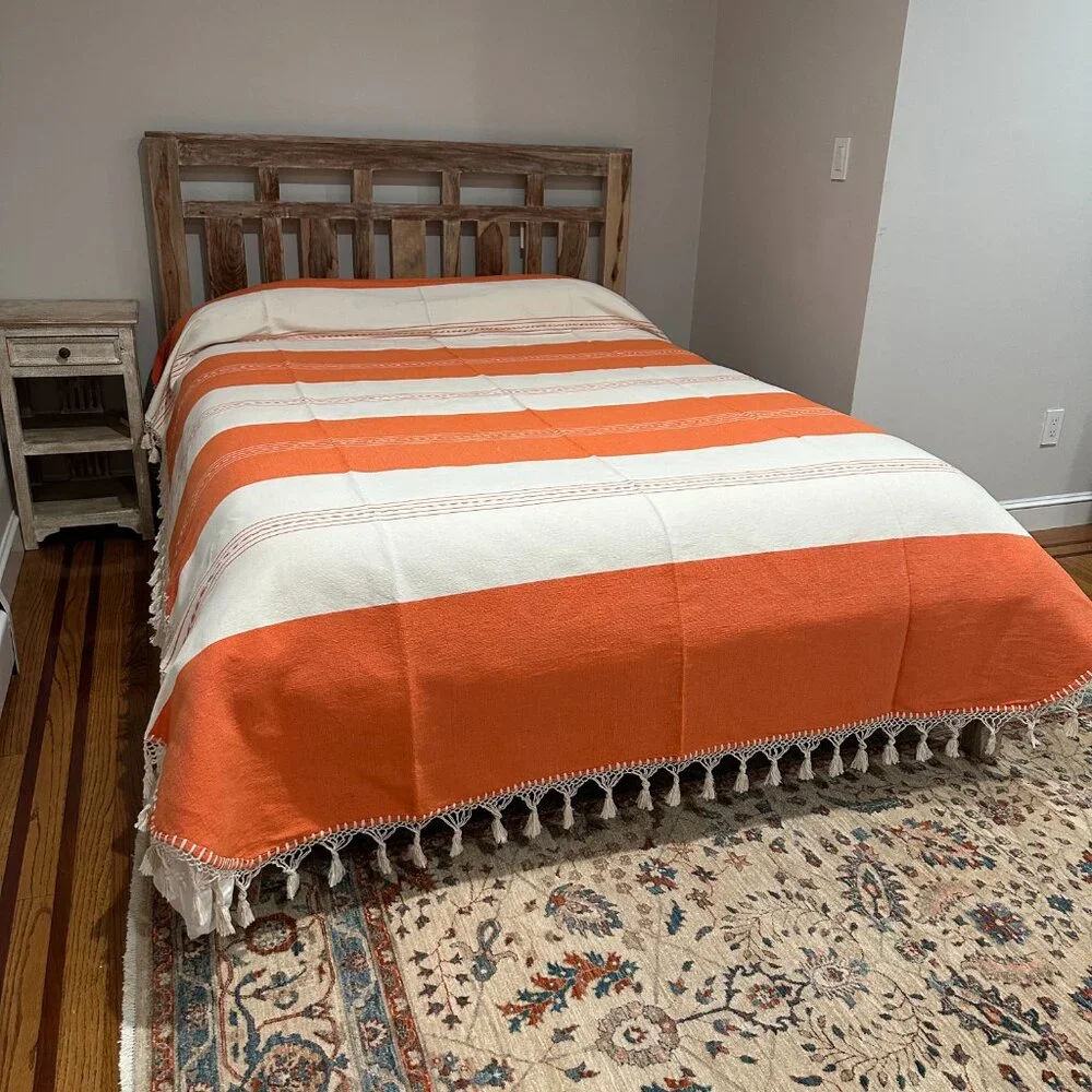 Full Size Cotton Bedspread/Quilt. From Oaxaca Mex. Hand loom, Bed covers,